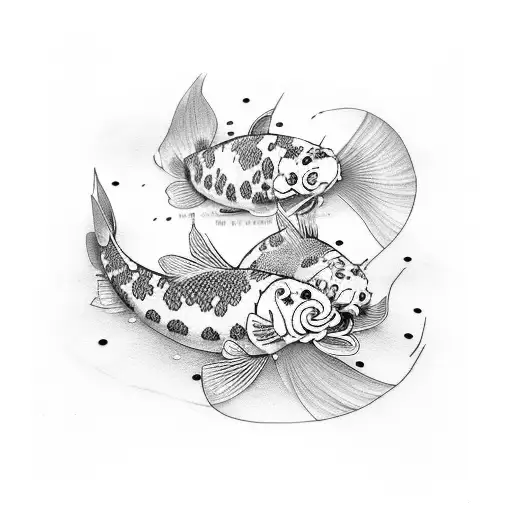 Koi Fish With Sakura Blossom