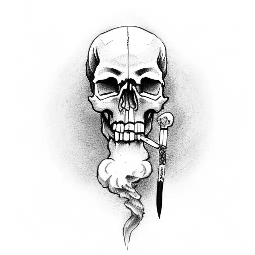 Skull Smoking A Cigarette