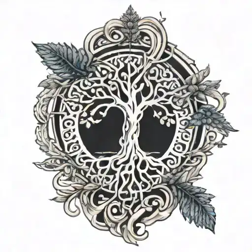 An Intricate Tree Of Life Design With Patriotic Elements Woven In