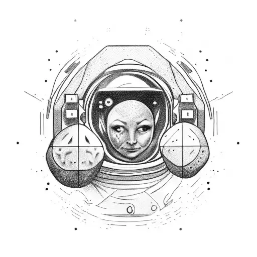 An Astronaut That Have A Rubic Cube Insted Of Head And Is Connected With Intuition