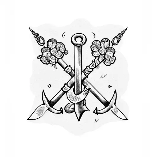 Anchor With Flowers And Names Austin And Bexley