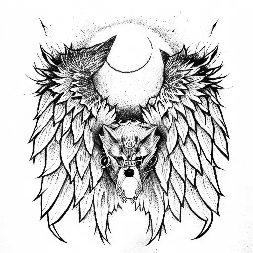 Angry Wolf With Angel Wings