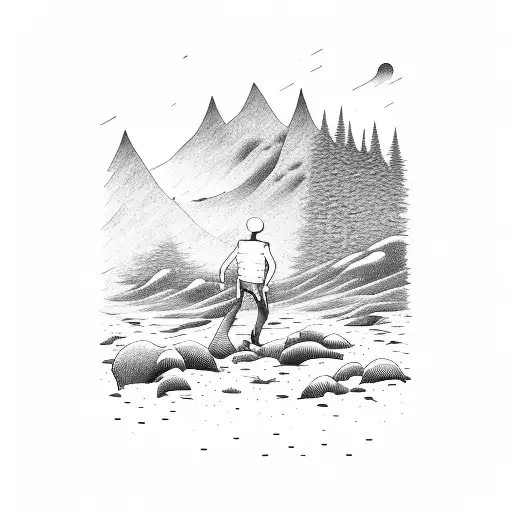 A Guy Walking Towards A View Of The Ocean From The Forest