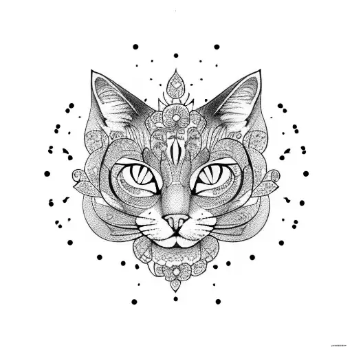 Cat Colored Flowers Mandala