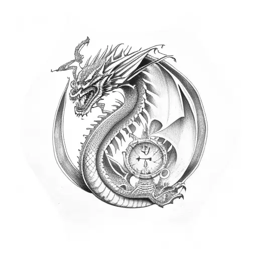 Dragon With Letter R And V