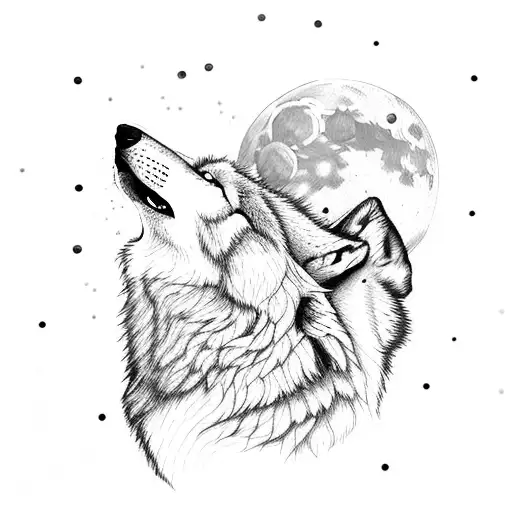 A Howling Wolf With Moon Snow And Hope