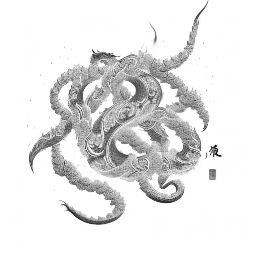 Intricate Chinese Calligraphy Of A Meaningful Word Intertwined With Wisps Of Smoke