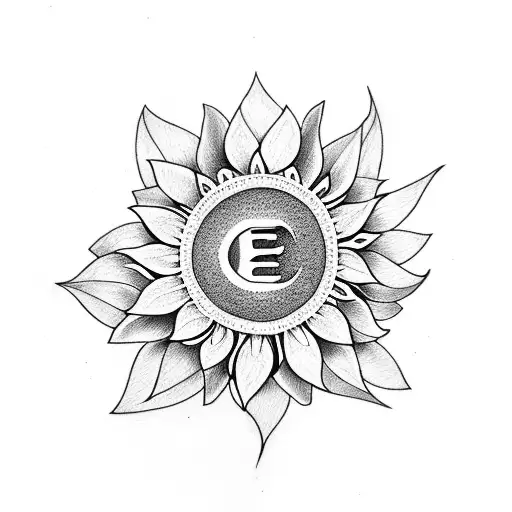 Tattoo Combining The Letters E And H With A Sunflower Image