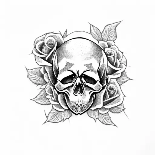 Skull And Roses With Letter L
