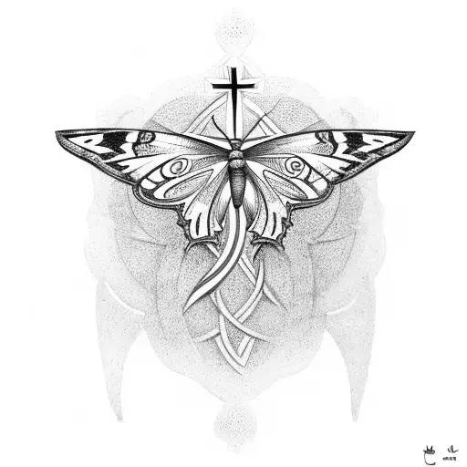 Christian Cross With Butterfly