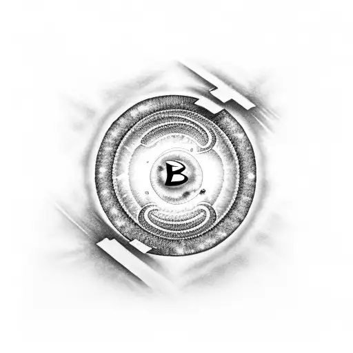 Black And White Solar Eclipse With The Letter B Centred In The Middle