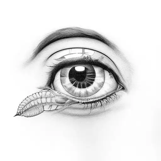 Gothic Eye With Eyeline And Septum Puerced Through The Pupil