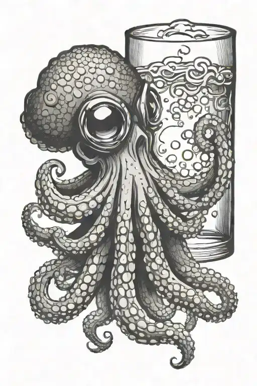 A Octopus Holding A Beer Glass