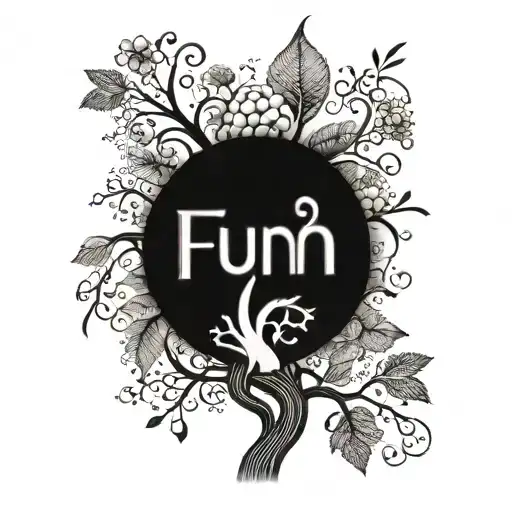 A Unique Tattoo With The Word 'Fun' Hidden Within A Family Tree Symbolizing Love And Connection