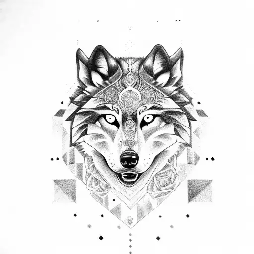 Neotraditional Wolf Anf Rose
