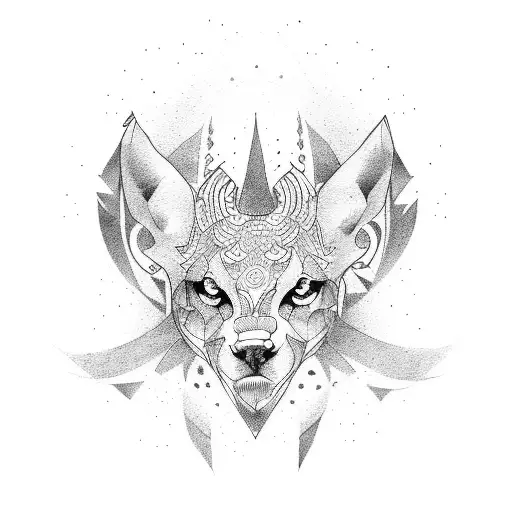 Design A Tattoo Featuring A Dominant Animal And Elements Of Gym Fitness Using Dotwork Style