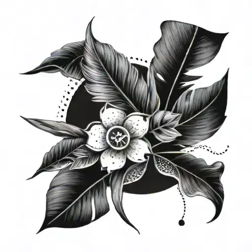 Create A Tattoo Of A Nurse's Symbol Intertwined With Palm Leaves And Beach Elements