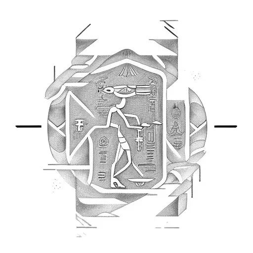 A Hieroglyphic-inspired Tattoo Design Spelling Out The Word 'Seo' In A Futuristic Font