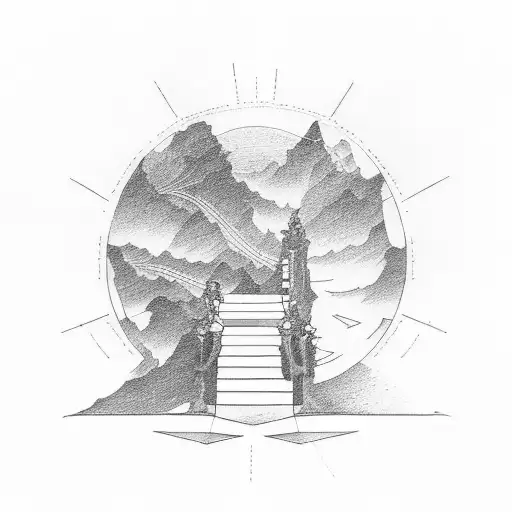 Man Sitting On Stairways To Heaven