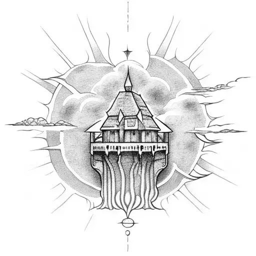 Clouds With Sun And Castle