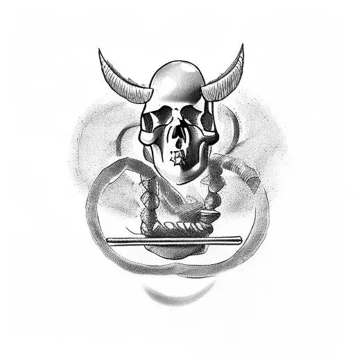 A Greek God Holding A Barbell With A Skull As The Weight