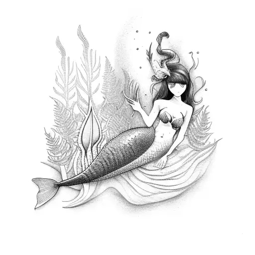 Mermaid Incorperated With A Nz Fern Leaf As Tale
