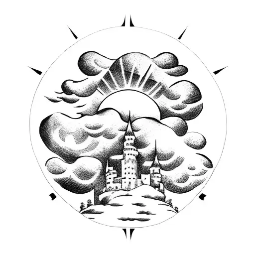 Clouds With Sun And Castle