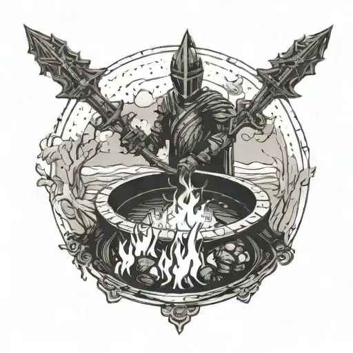 A Dark Souls Inspired Tatto Featuring A Firepit