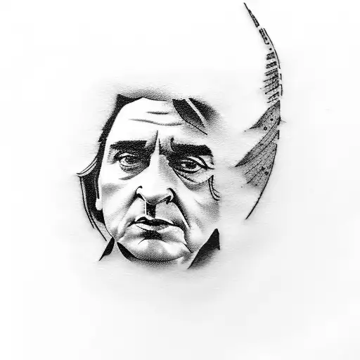 Small Johnny Cash Tattoo With Guitar