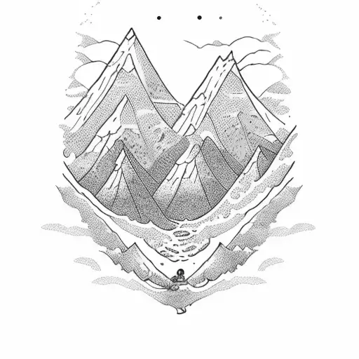 Mountain Filled With Sea Waves And Beach