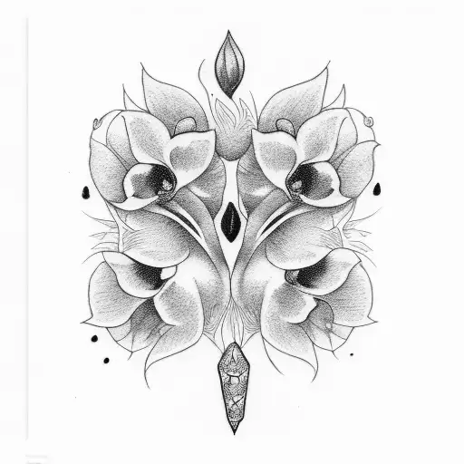 Red And Black Orchid Flower Tattoo On The Side