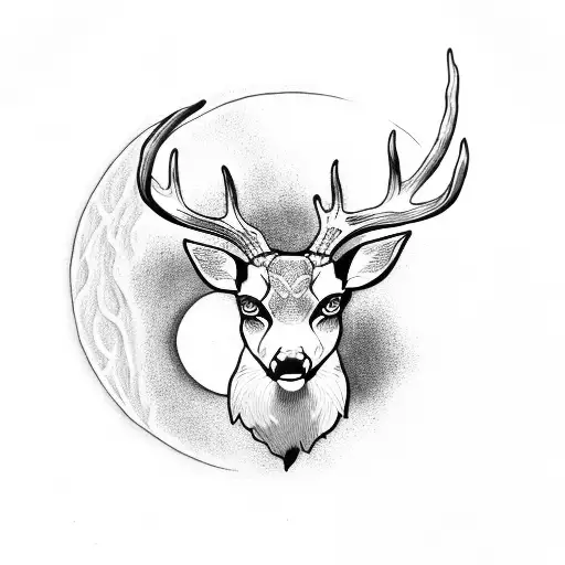 Deer And Moon