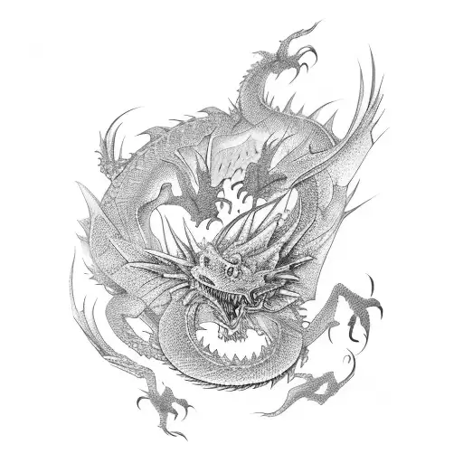 A Fierce Dragon Emerging From A Dense Forest