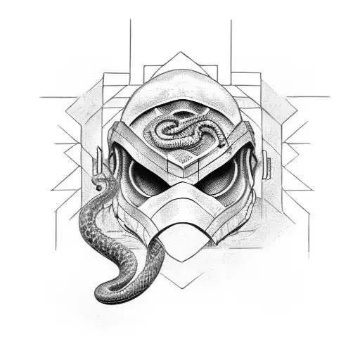 Snake Coming Out Of Spartan Helmet