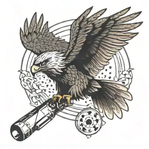 A Fishing Rod Transforming Into A Fierce Eagle Mid-flight