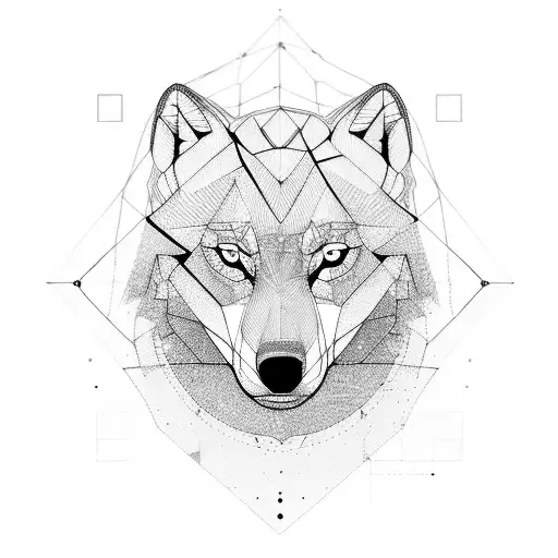 A Geometric Wolf Made Up Of Various Smartphone Icons
