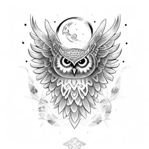 Owl Caduceus Time Moon