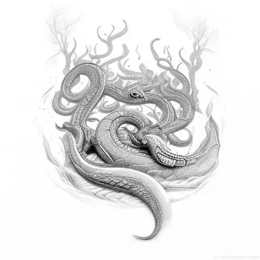 Serpente Com Floral No Fundo