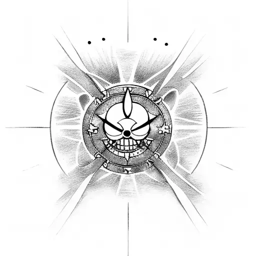 A Detailed Illustration Of The One Piece Symbol With Rays Of Sunlight Emanating From It