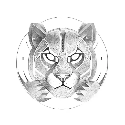 Male And Female Black Panther Emerging From Ying Yang Symbol Surrounded By Jungle