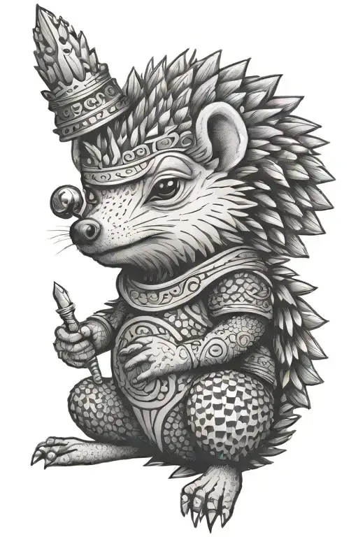 Funny Hedgehog Warrior Meditating