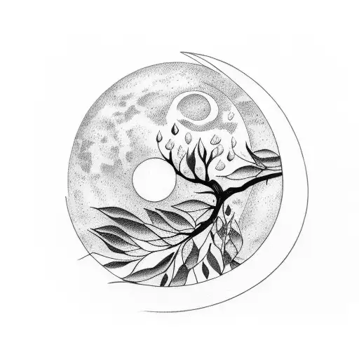 Moon Behind Olive Branch Leaves