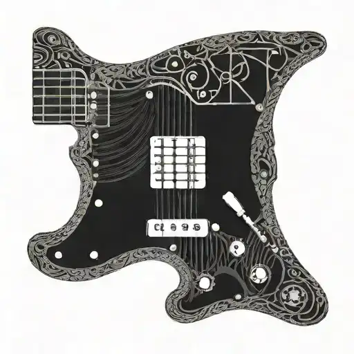 Design A Guitar Fretboard With The Names Of Your Favorite Rock Bands As The Fret Markers