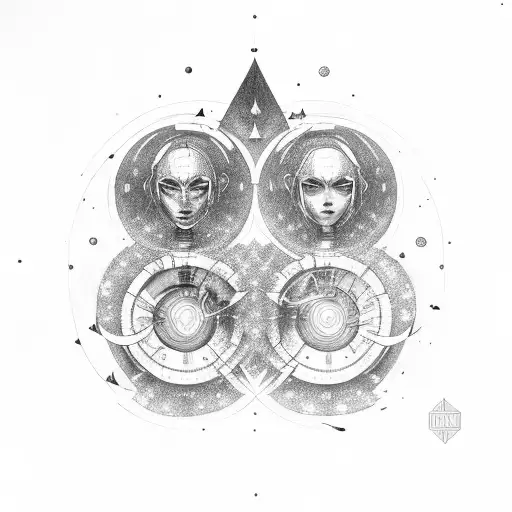 Gemini Facing Each Other Sci Fi