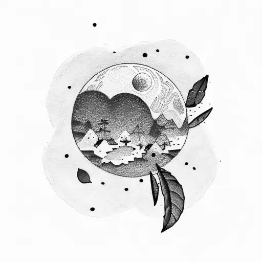 Moon With Olive Leaves