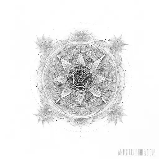 A Yin And Yang Symbol With Intricate Karma Symbols Within