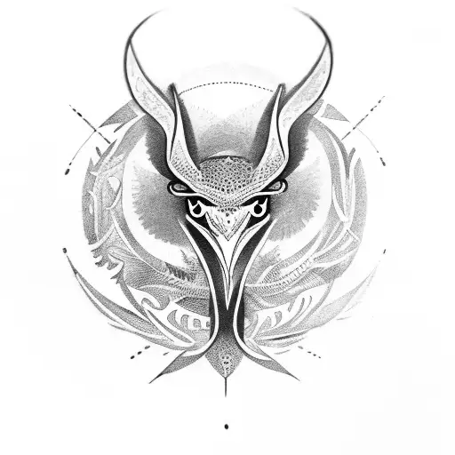 Unalome Symbol With Bird And Geco