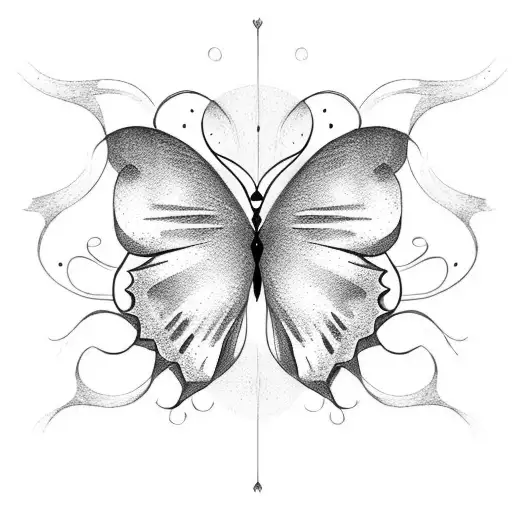 Simple Butterfly Doodle With Moon