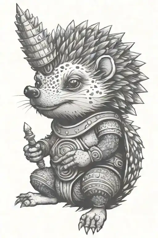 Funny Hedgehog Predator Warrior Smiling Rave