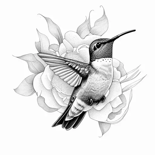 Hummingbird Com Flores E Chamas